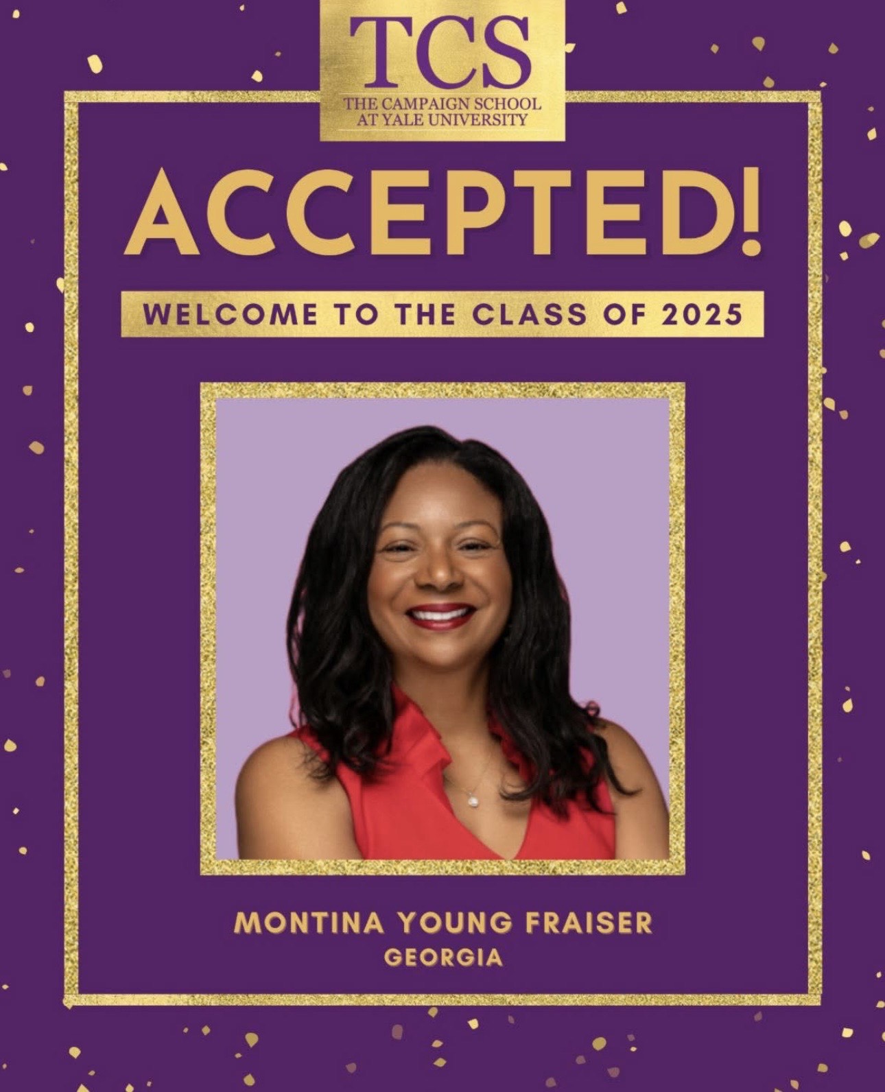 Montina Young Fraiser Accepted to Prestigious Campaign Training at Yale University