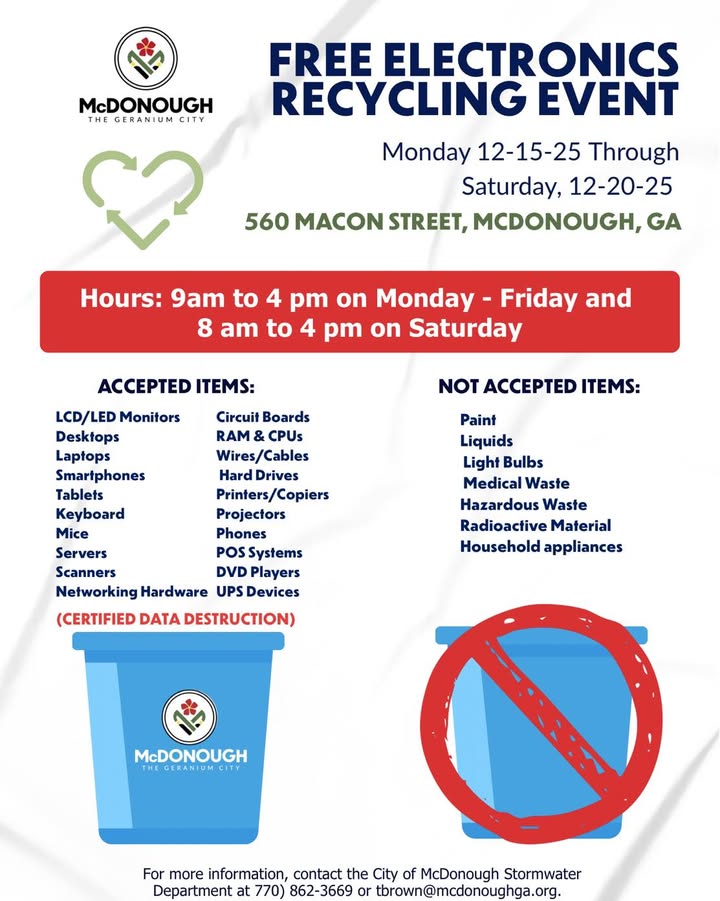 Electronics Recycling Event – City of McDonough